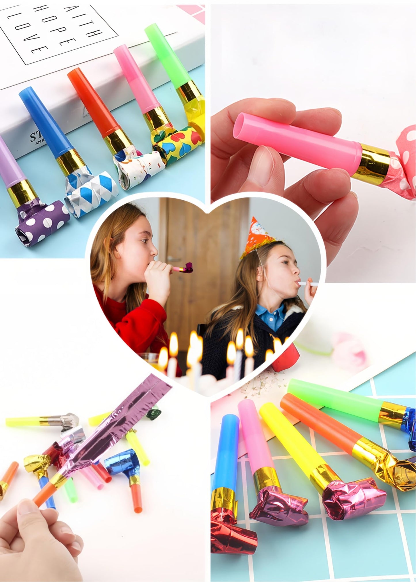 Chinshwehaw 30-Pack Colorful Party Blowouts – Automatic Roll-Out Squawker Horns