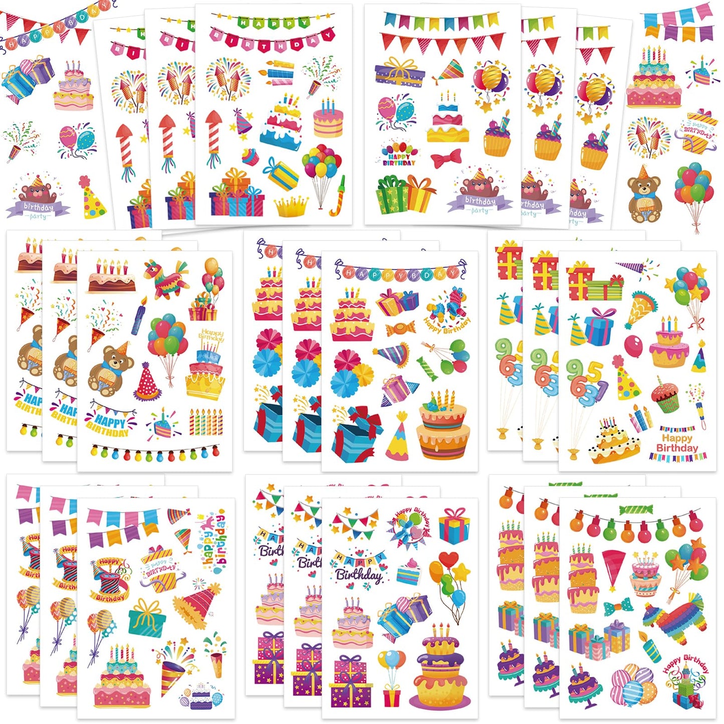Chinyuti 315Pcs Happy Birthday Stickers – Colorful Party & Scrapbook Decor