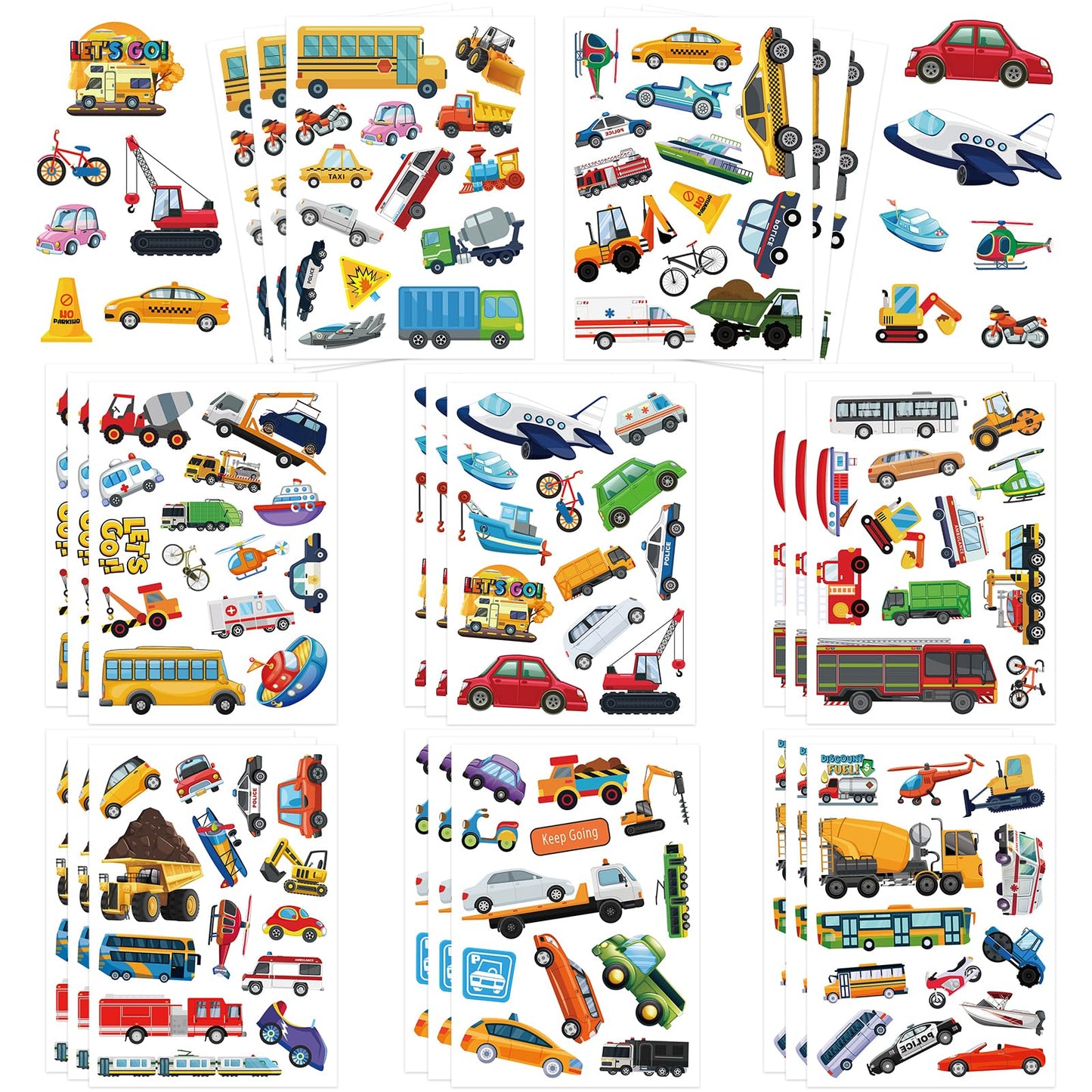 Chinyuti 312Pcs Transportation Stickers – Cute Car & Truck Decals