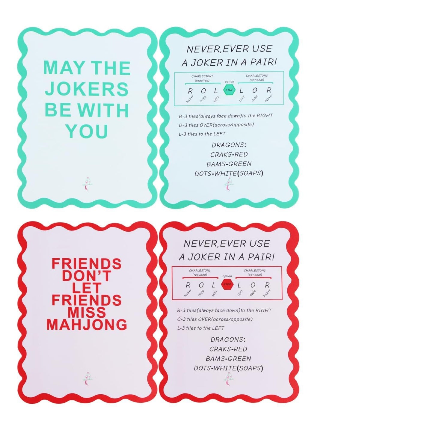 Chiplesier 4Pcs Mahjong Shuffler Cards – Quick Tile Mixing, Pink & Green PVC