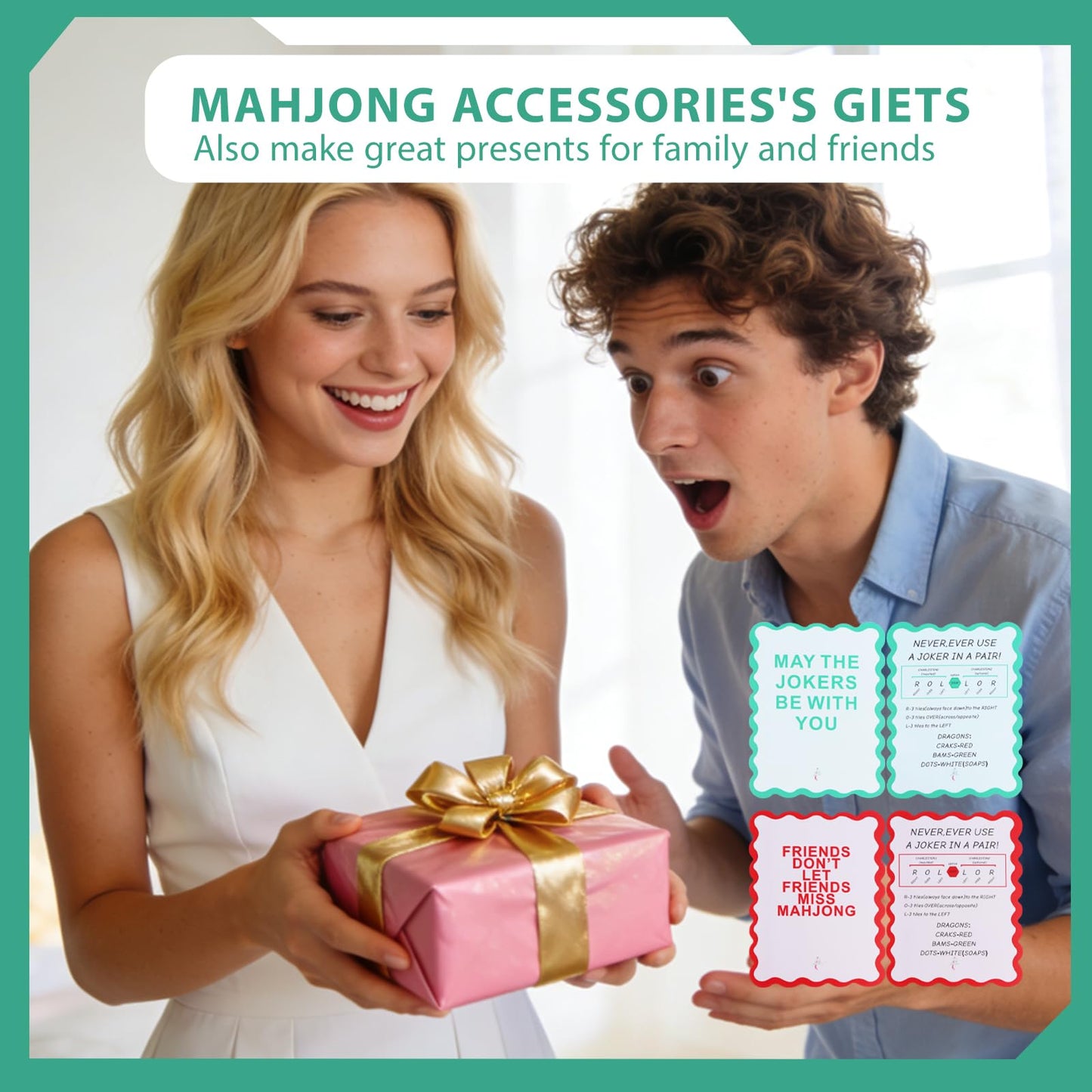 Chiplesier 4Pcs Mahjong Shuffler Cards – Quick Tile Mixing, Pink & Green PVC
