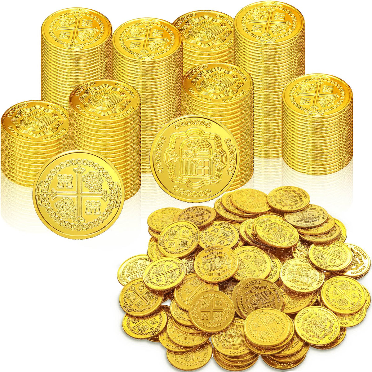 Chivao 300 Pcs Gold Plastic Treasure Coins — Pirate Party & Birthday Favors