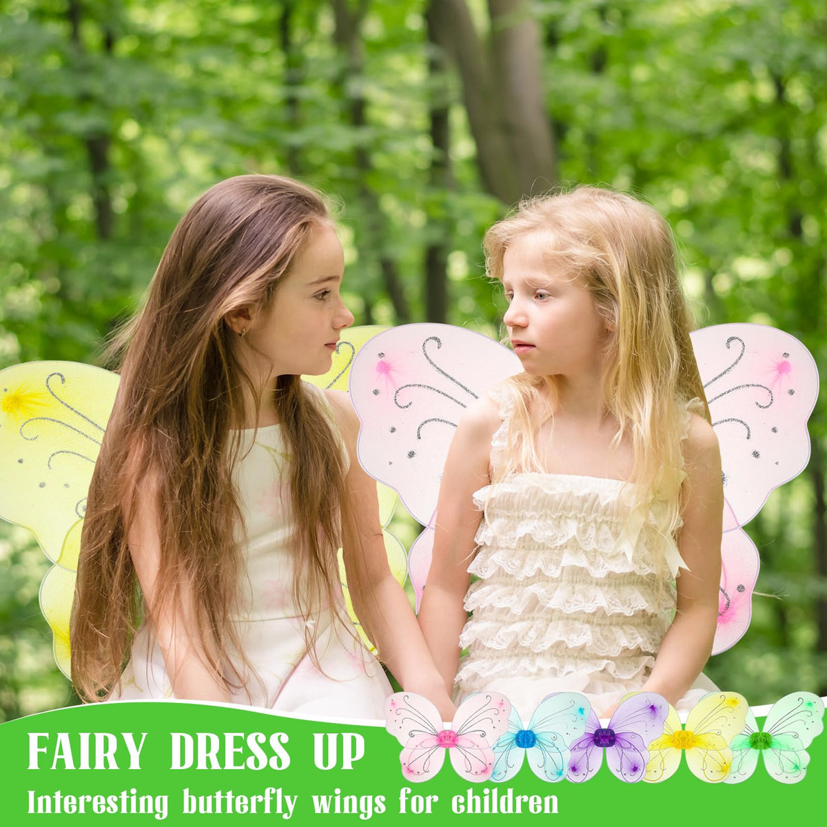 Chivao 20-Pieces Fairy Wings Set – Multicolor Butterfly Wings for Dress-Up, Parties & Weddings