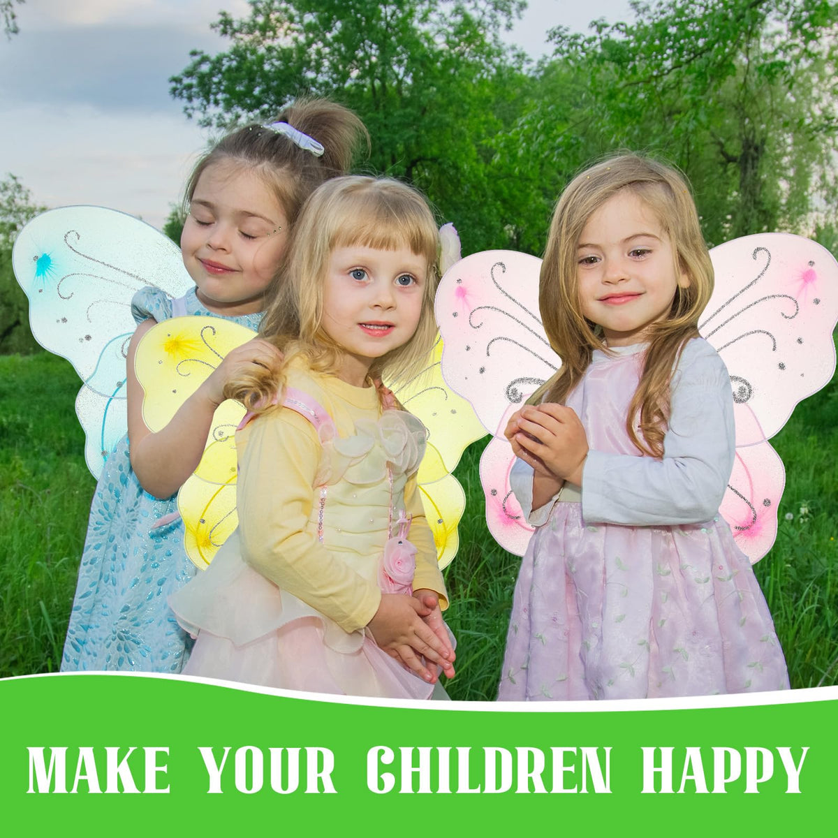 Chivao 20-Pieces Fairy Wings Set – Multicolor Butterfly Wings for Dress-Up, Parties & Weddings