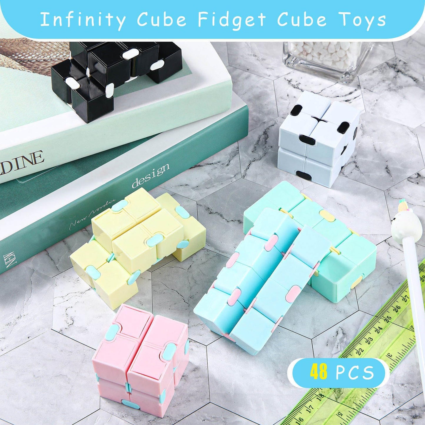 Chivao 48-Pcs Christmas Cube Sensory Toy (Macaron Style) | Infinite Fidget