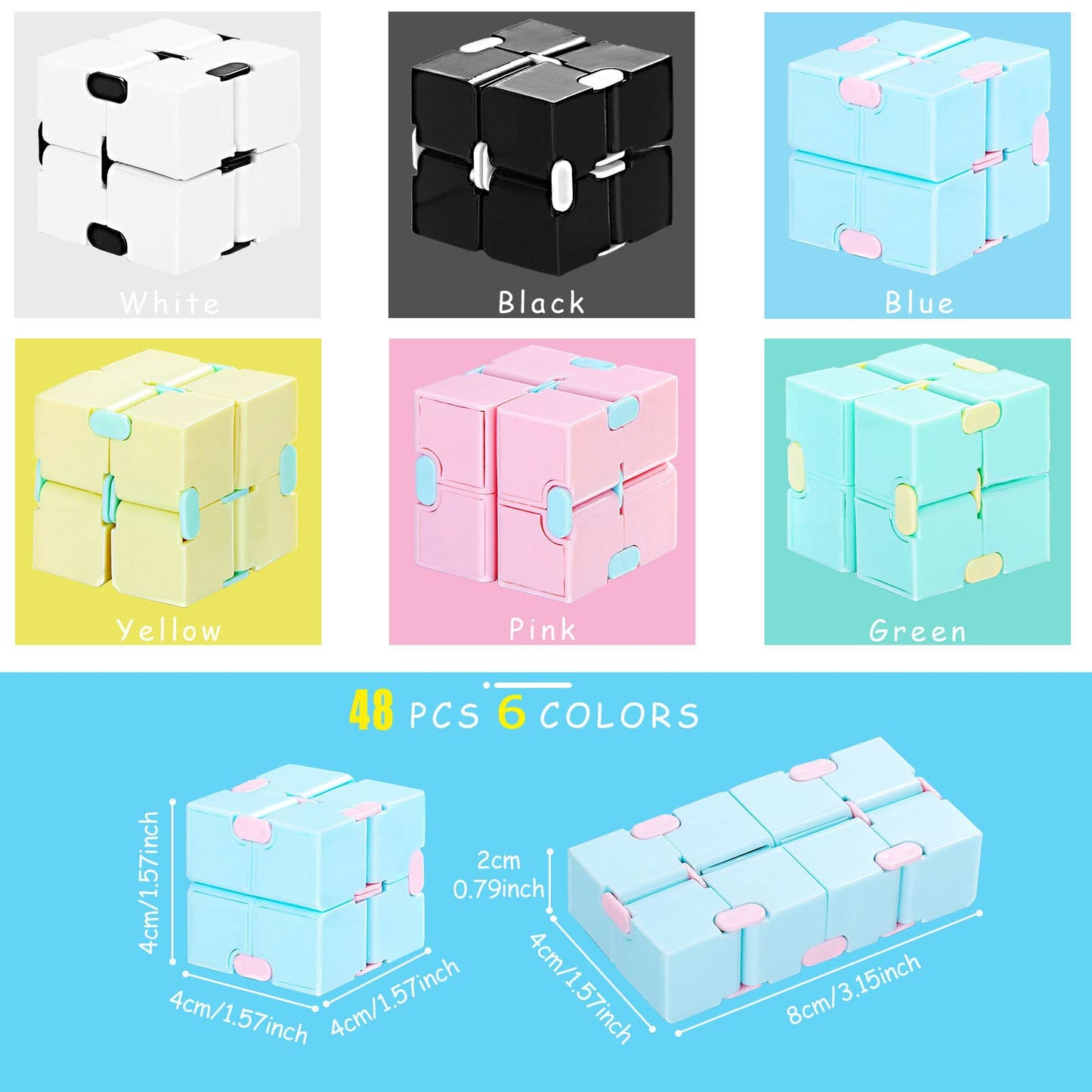 Chivao 48-Pcs Christmas Cube Sensory Toy (Macaron Style) | Infinite Fidget