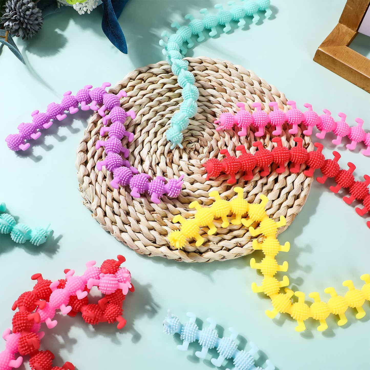 Chivao 50-Pack Bulk Stretchy Worm Fidget Toys – Colorful Sensory Toys for Kids & Adults