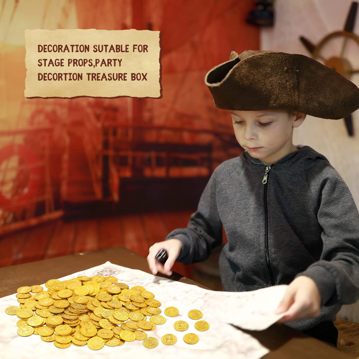 Chivao 300 Pcs Gold Plastic Treasure Coins — Pirate Party & Birthday Favors