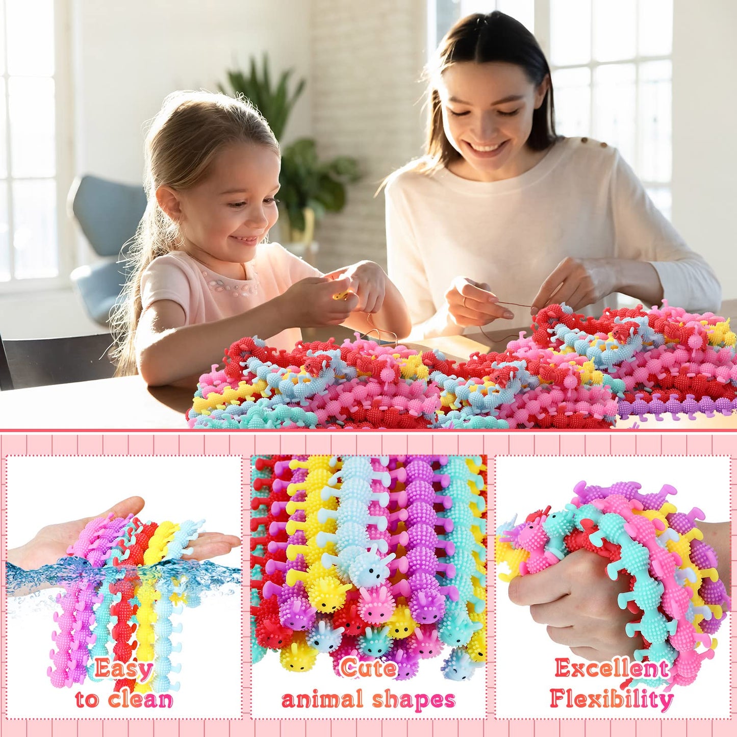 Chivao 50-Pack Bulk Stretchy Worm Fidget Toys – Colorful Sensory Toys for Kids & Adults