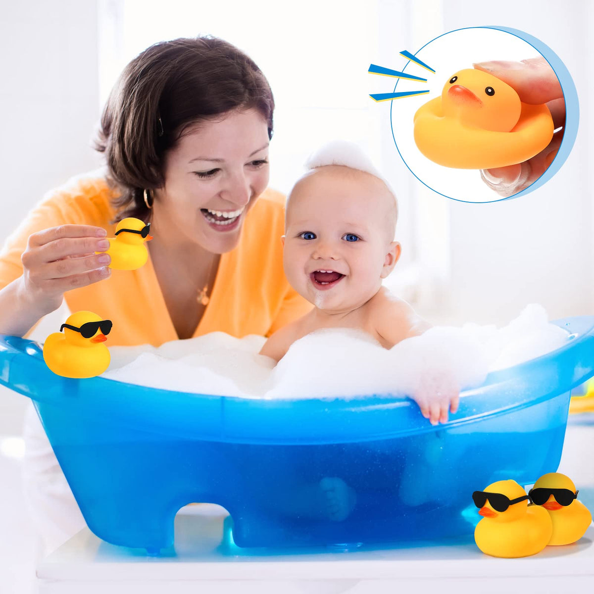 Chivao 24 Mini Rubber Ducks with Sunglasses – Bath Toy Set