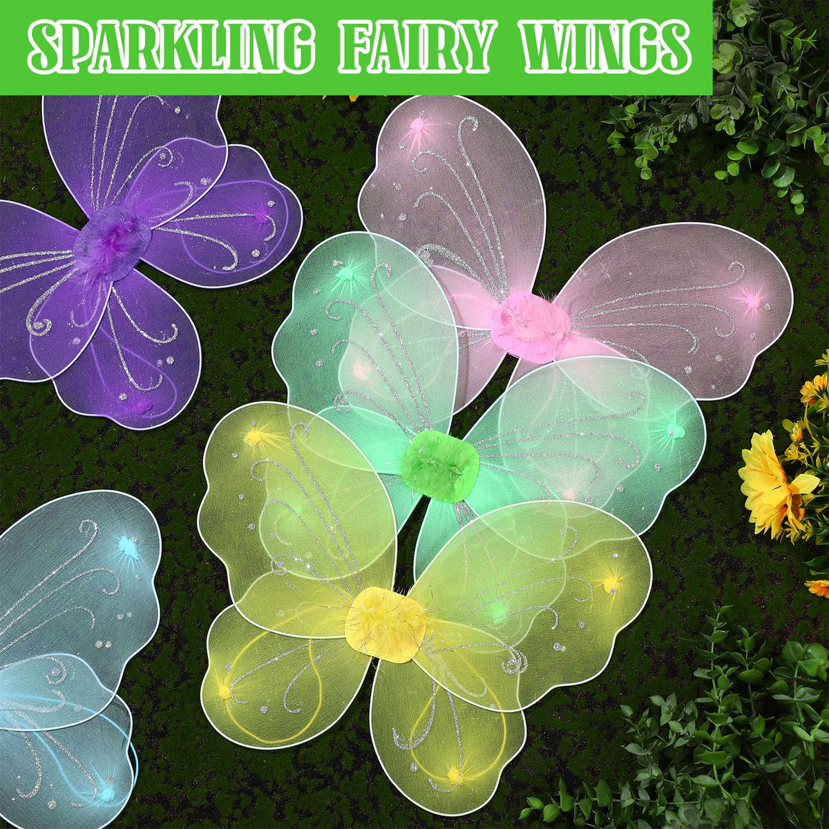 Chivao 20-Pieces Fairy Wings Set – Multicolor Butterfly Wings for Dress-Up, Parties & Weddings