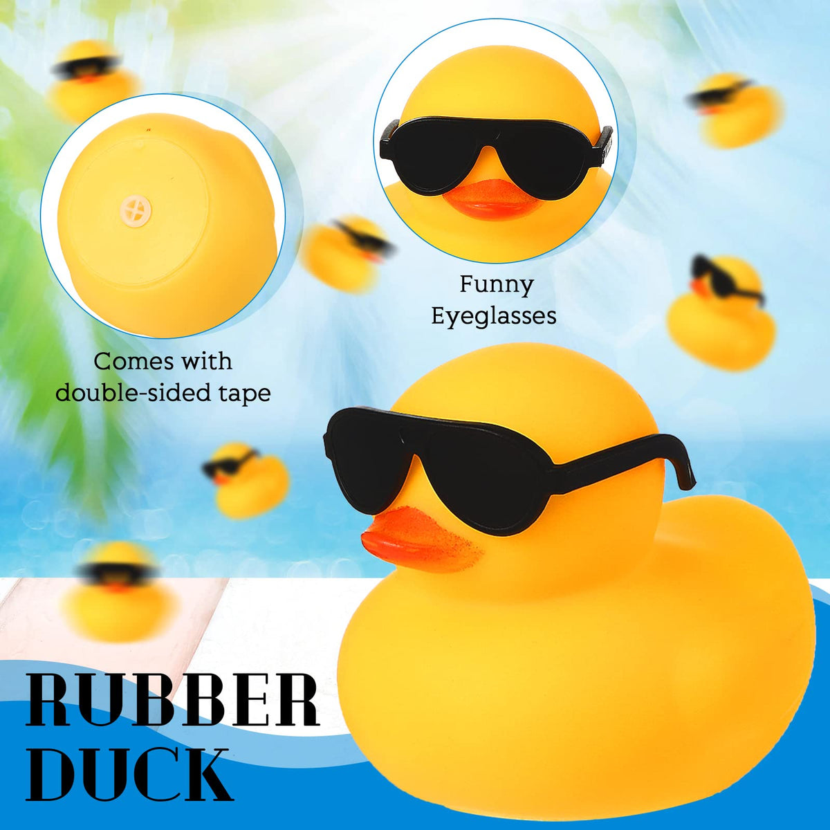Chivao 24 Mini Rubber Ducks with Sunglasses – Bath Toy Set