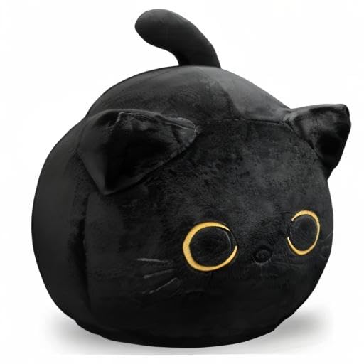 CHNBF Soft Black Cat Plush Toy Pillow - 8-Inch Cozy Plush for Kids and Decor