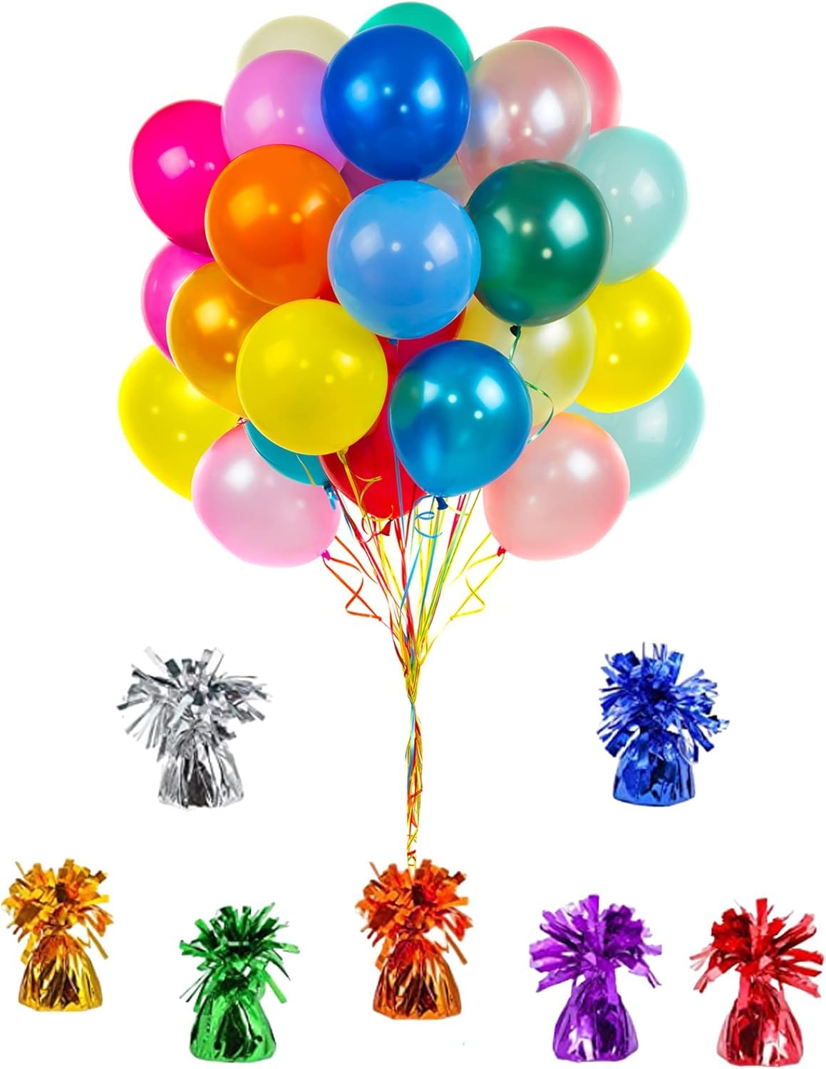 Chochkees Black Metallic Balloon Weights – 6-Pack, 5.5-Inch Foil Party Weights