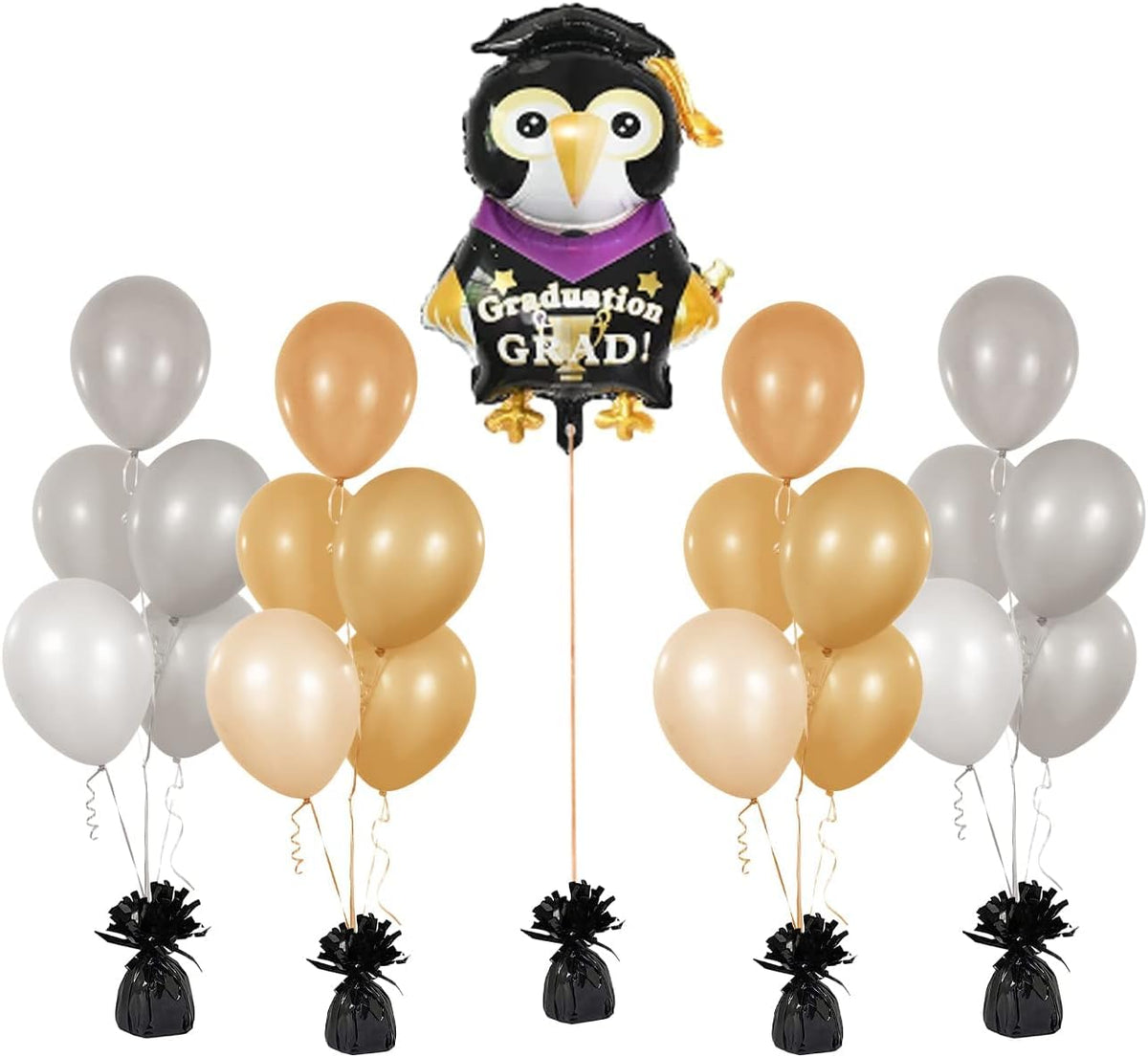 Chochkees Black Metallic Balloon Weights – 6-Pack, 5.5-Inch Foil Party Weights