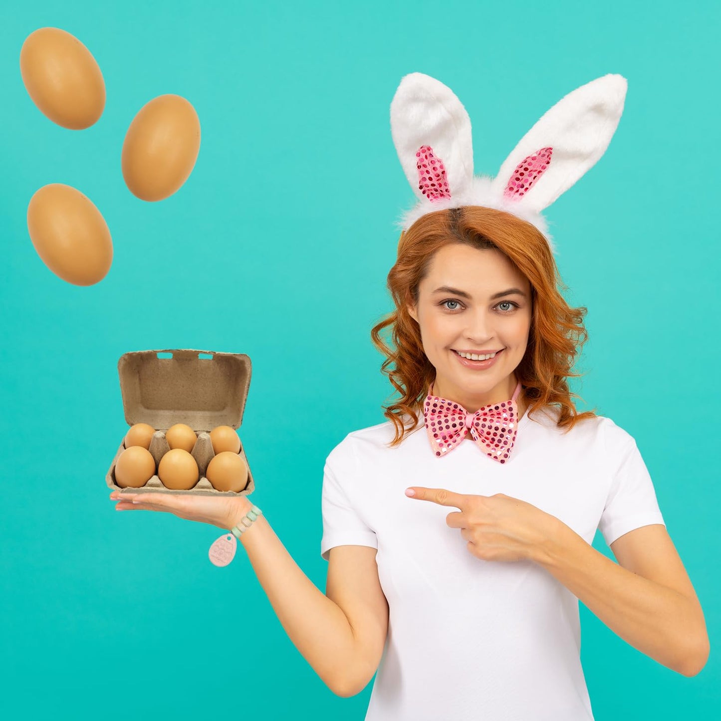 Chochkees Wooden Fake Eggs – 6-Pack Life-Size Brown Easter Eggs for Crafts