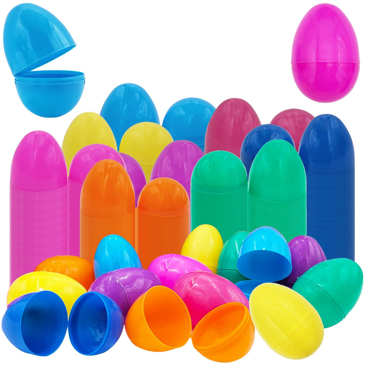 Chochkees Fillable Easter Eggs – 50-Pack Hinged 3-Inch Plastic Eggs in Assorted Bright Colors