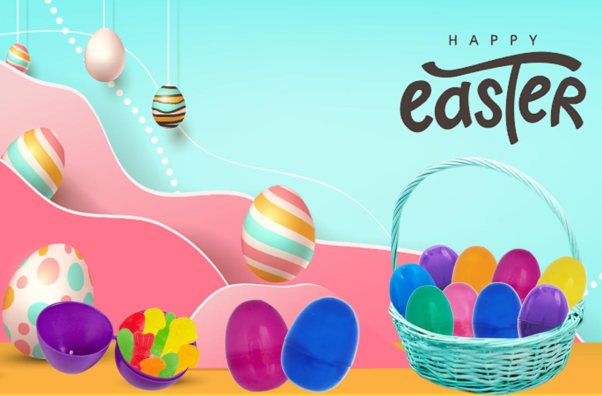 Chochkees Fillable Easter Eggs – 50-Pack Hinged 3-Inch Plastic Eggs in Assorted Bright Colors