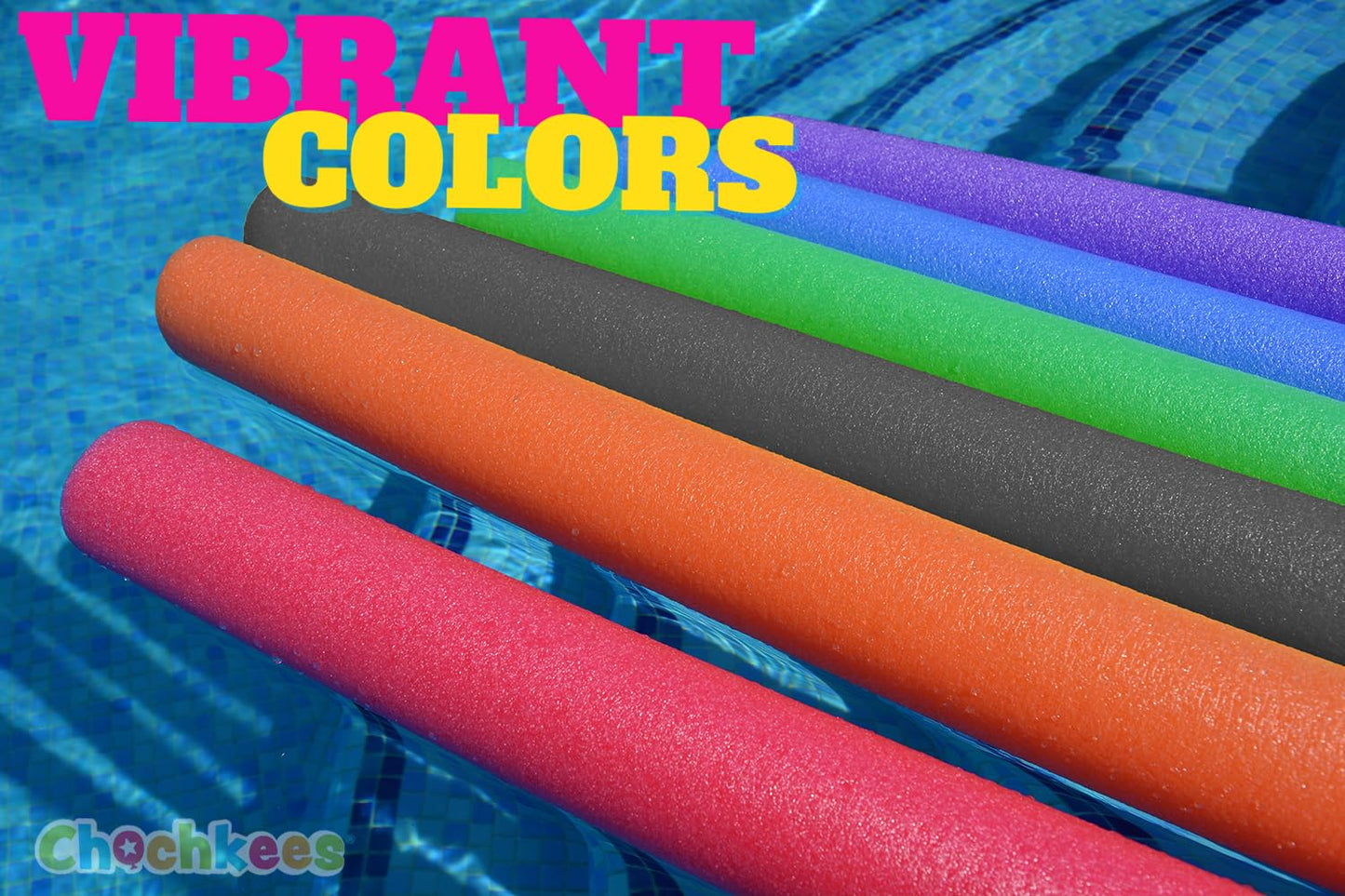 Chochkees Floating Pool Noodles – 2-Pack, 52-Inch Hollow Foam Tubes in Colorful Options