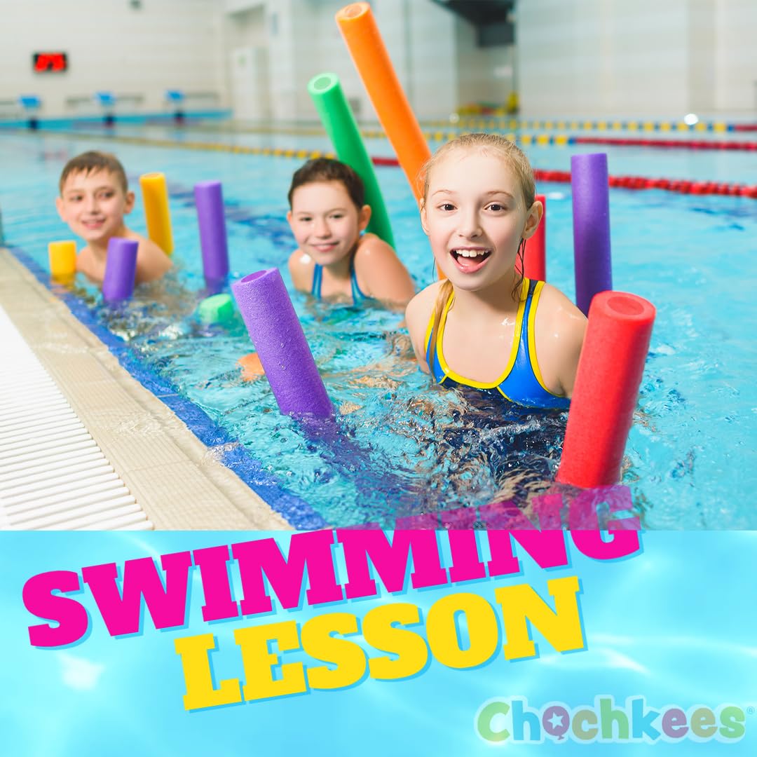 Chochkees Floating Pool Noodles 2-Pack – 52-Inch Thick Hollow Foam Tubes (Red/Orange)