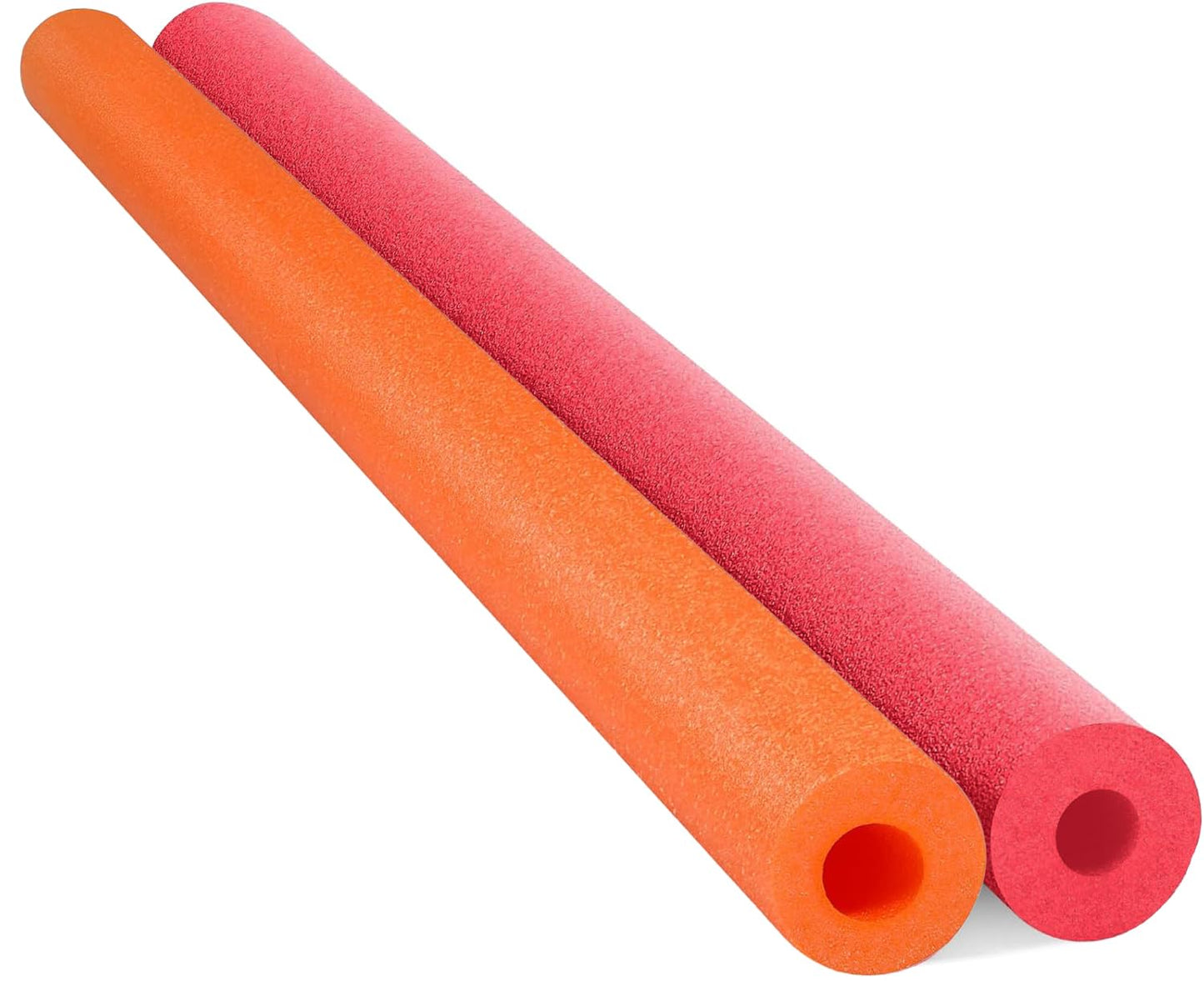 Chochkees Floating Pool Noodles 2-Pack – 52-Inch Thick Hollow Foam Tubes (Red/Orange)