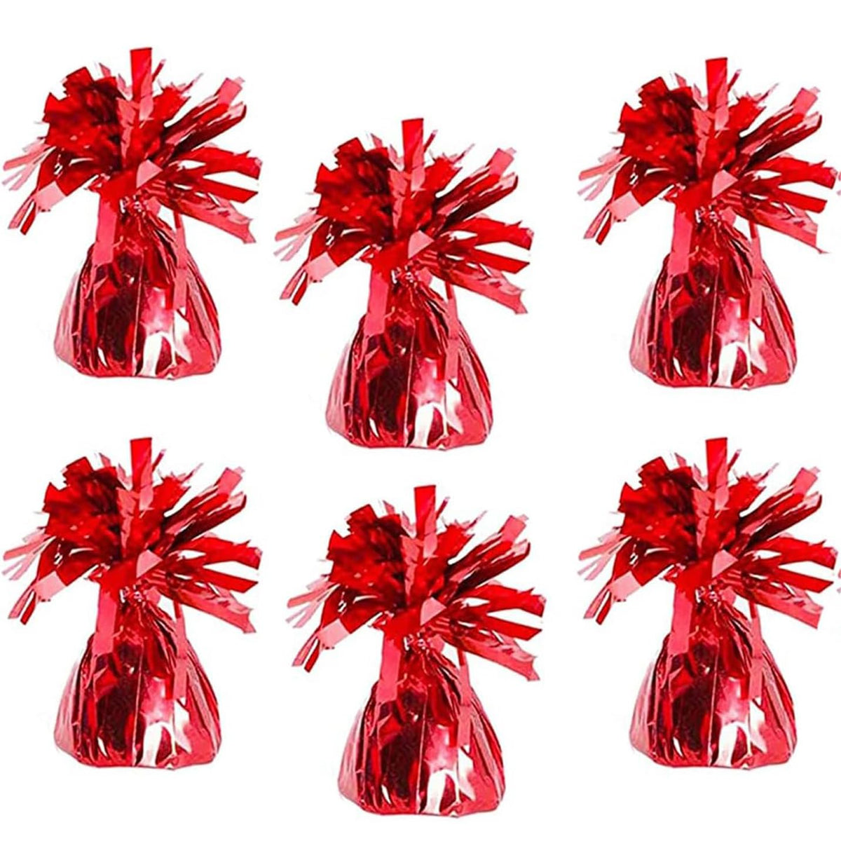 Chochkees Red 6-Pack Metallic Balloon Weights – 5.5 Inches of Durable Party Favors