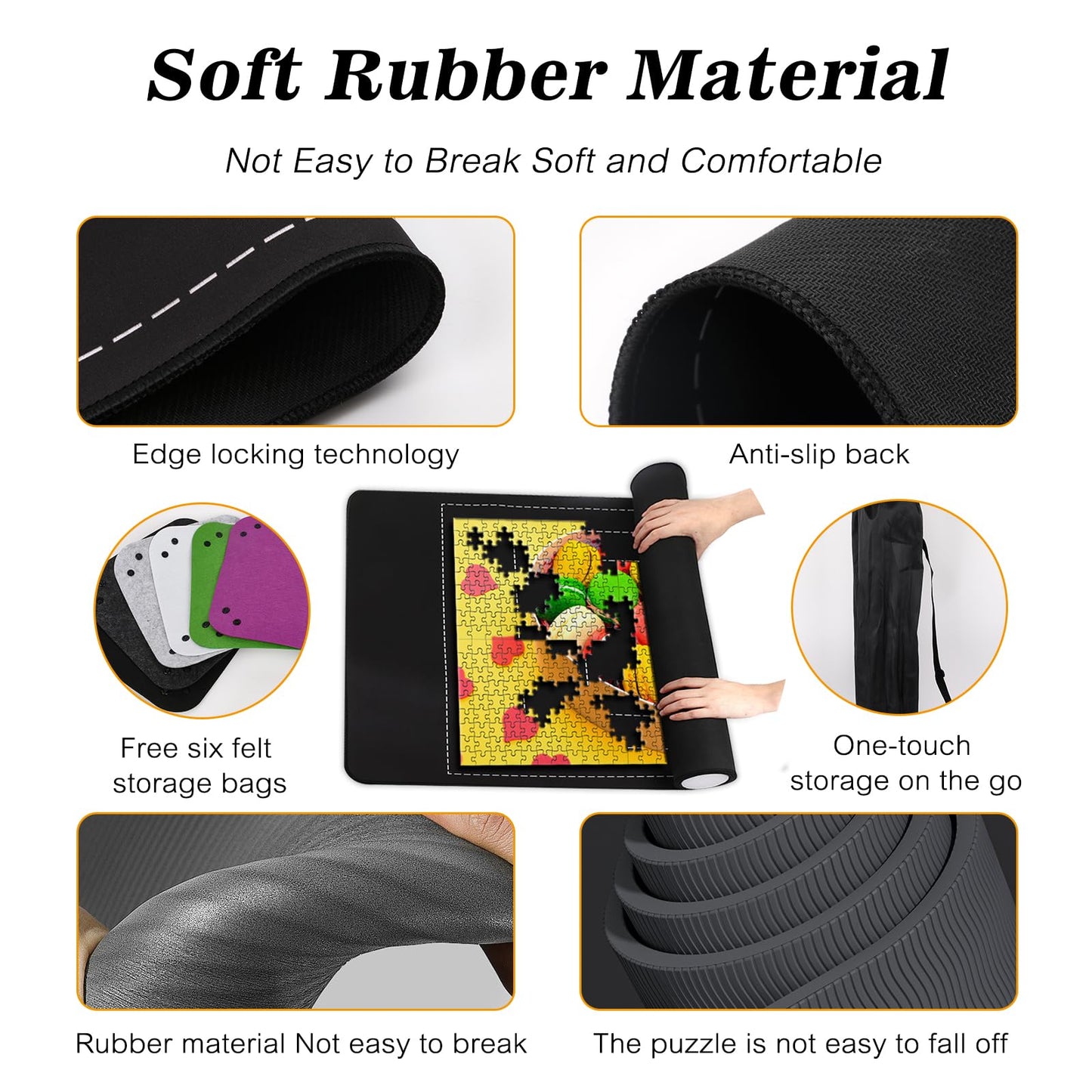 CHODEYE Premium Rubber Jigsaw Puzzle Mat – Roll-Up 46x26 in, Non-Slip Bottom, 6 Color Trays
