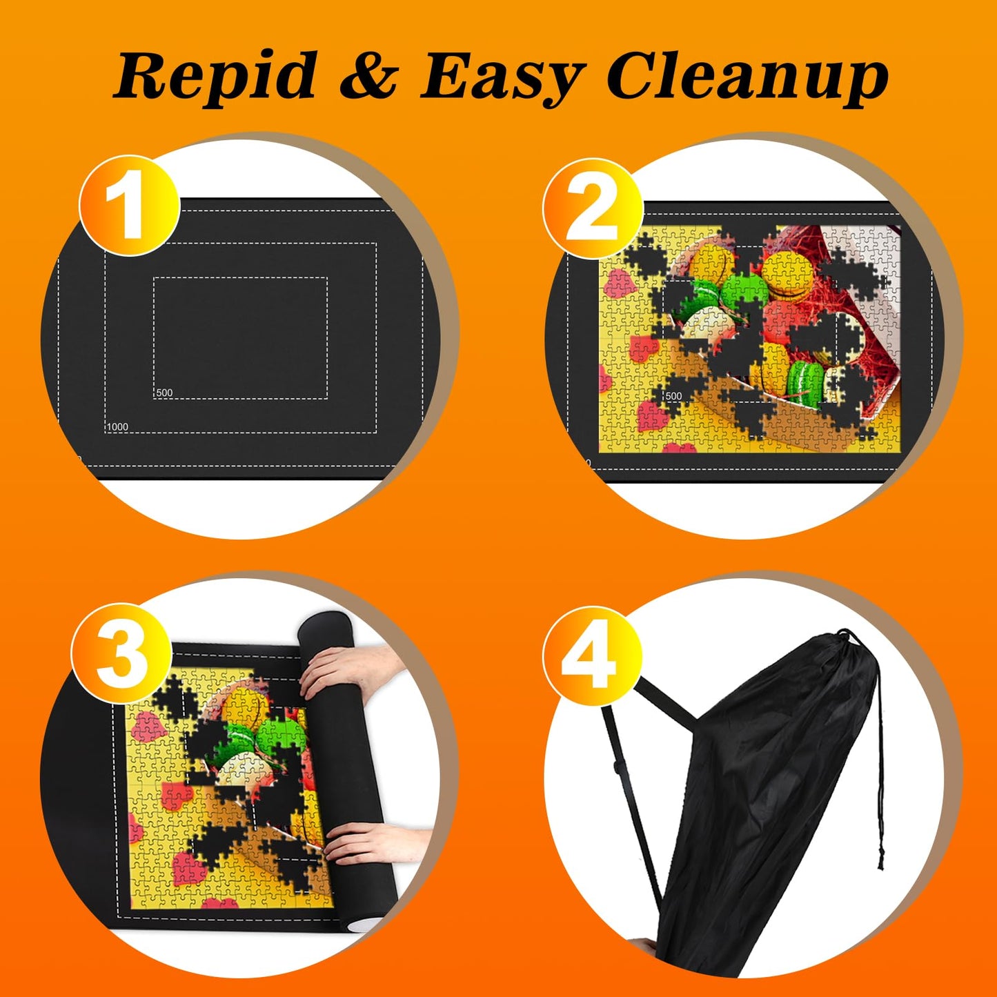 CHODEYE Premium Rubber Jigsaw Puzzle Mat – Roll-Up 46x26 in, Non-Slip Bottom, 6 Color Trays