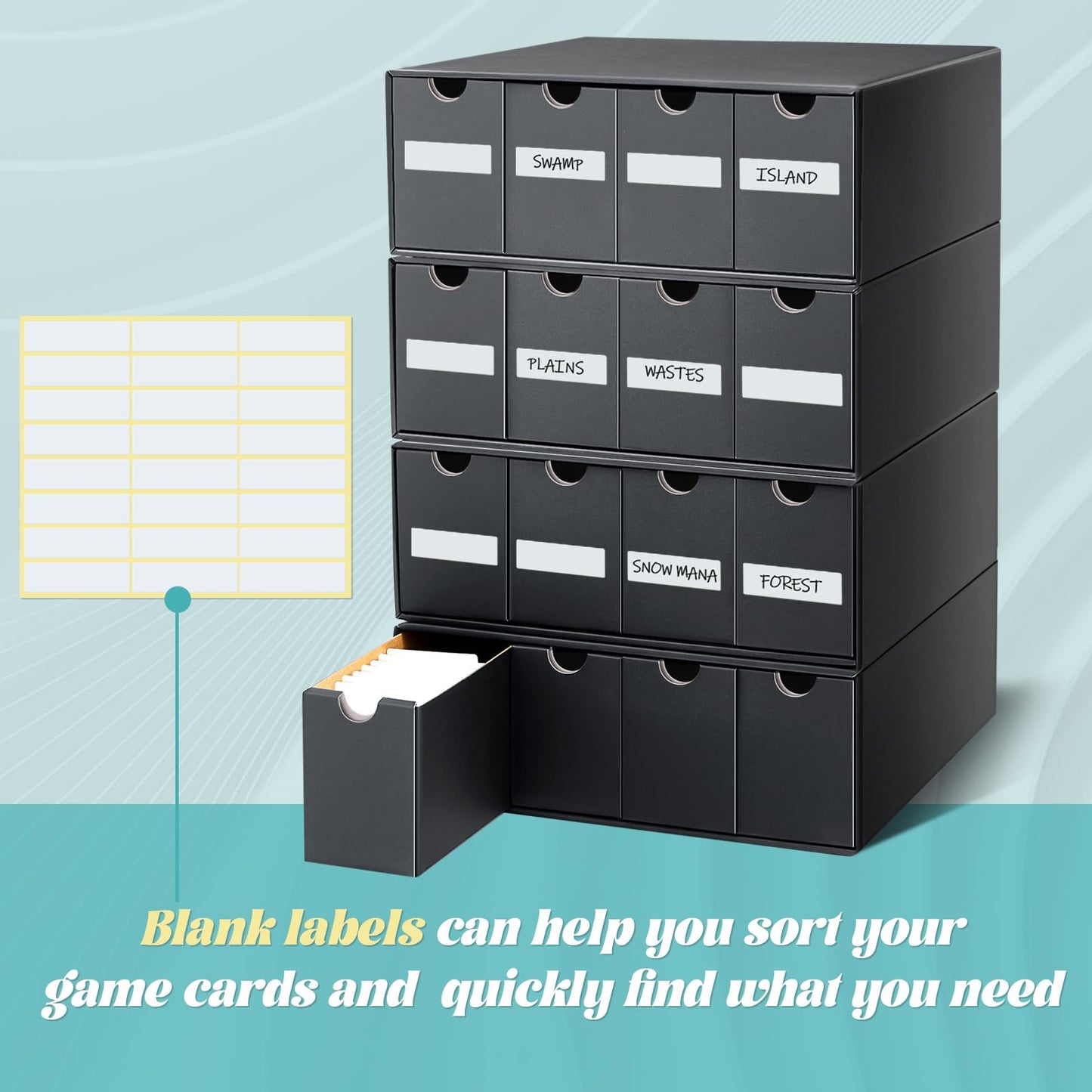 Cholemy Trading Card Storage Box – 4 Row, 9,600 Card Capacity, 70 Dividers, Black