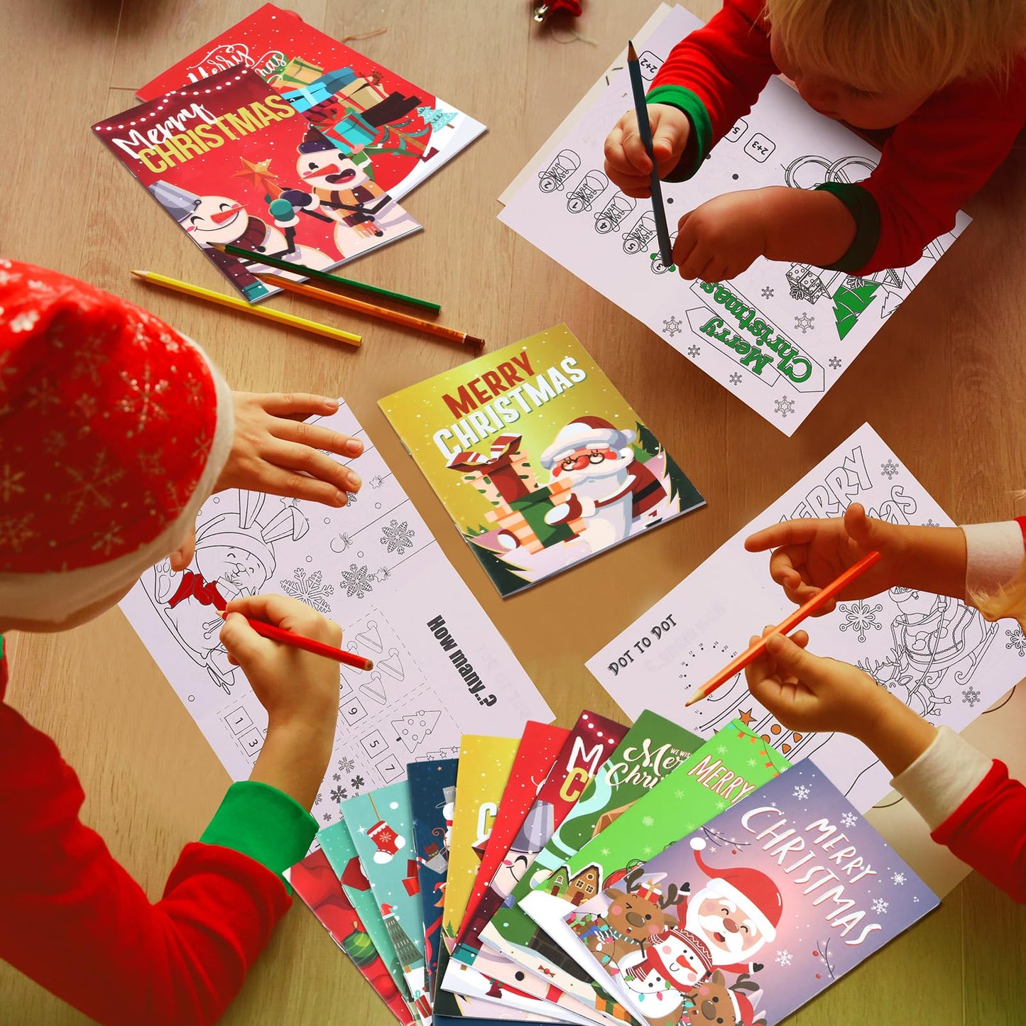 Cholemy 100-Pcs Christmas Coloring Books Bulk — Mini Holiday Coloring Books for Kids