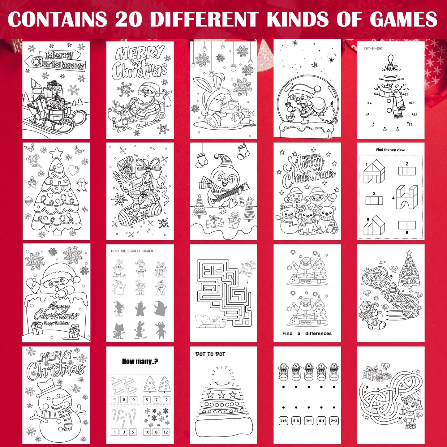 Cholemy 100-Pcs Christmas Coloring Books Bulk — Mini Holiday Coloring Books for Kids