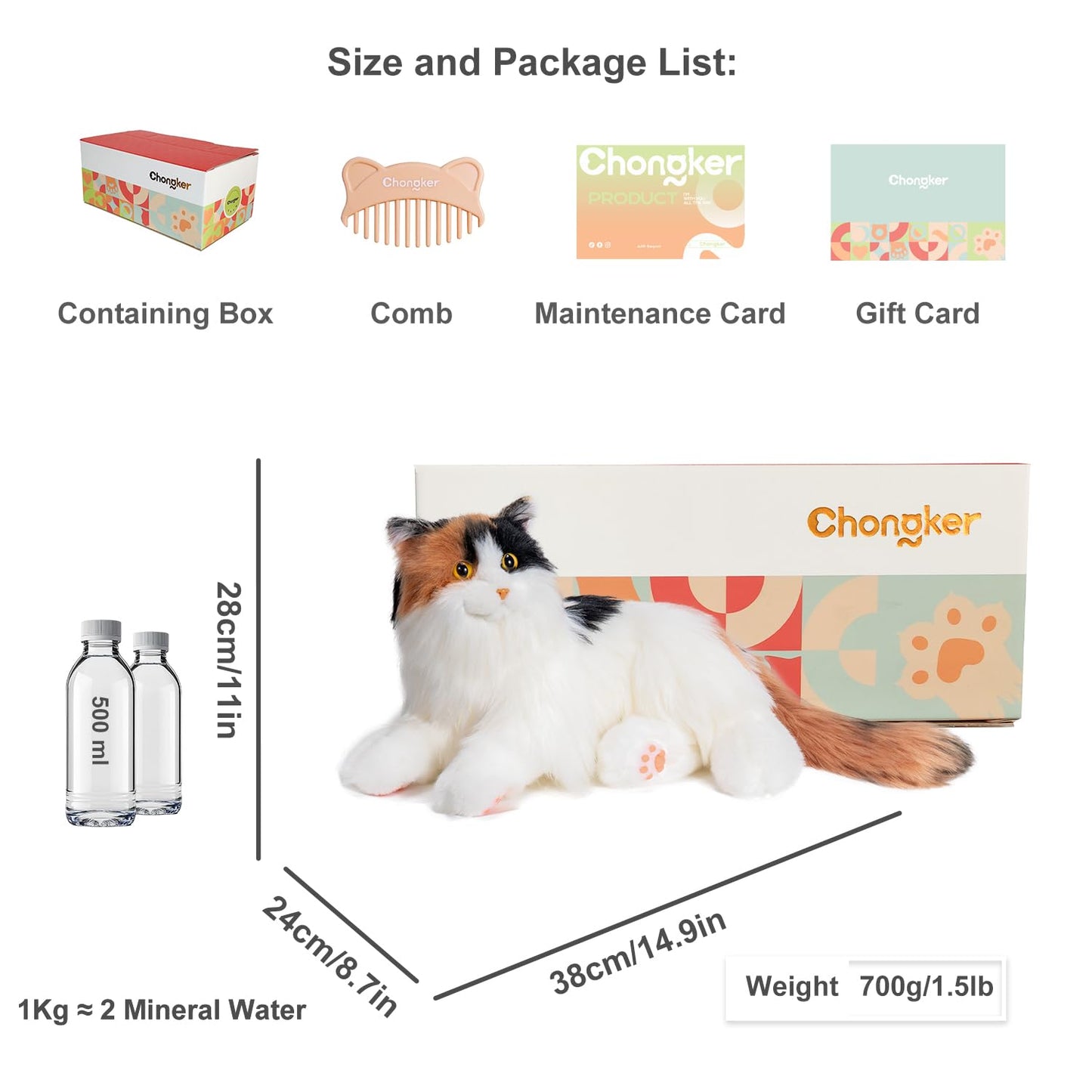Chongker Interactive Robot Cat - Weighted Breathing Plush with Meow Voice