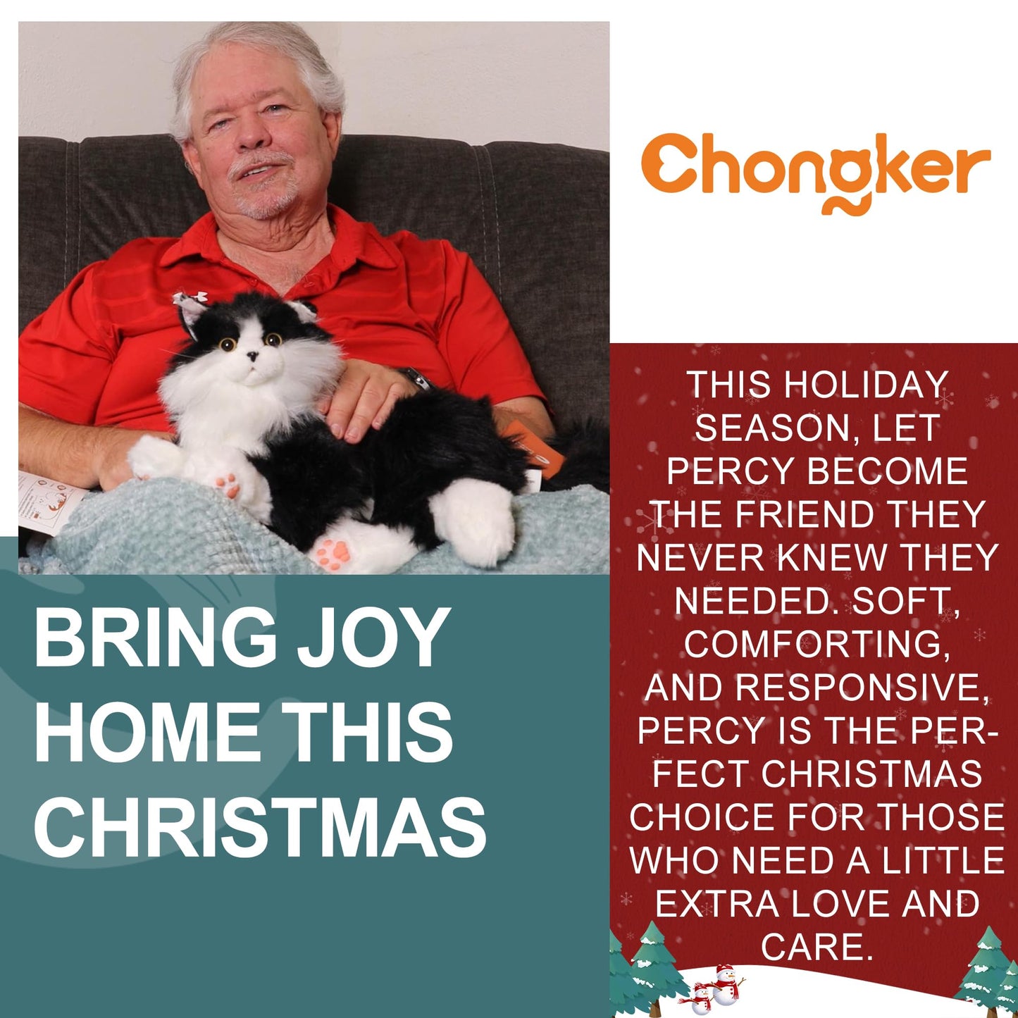 Chongker Interactive Companion Robot Cat — Handcrafted Weighted Plush with Realistic Heartbeat