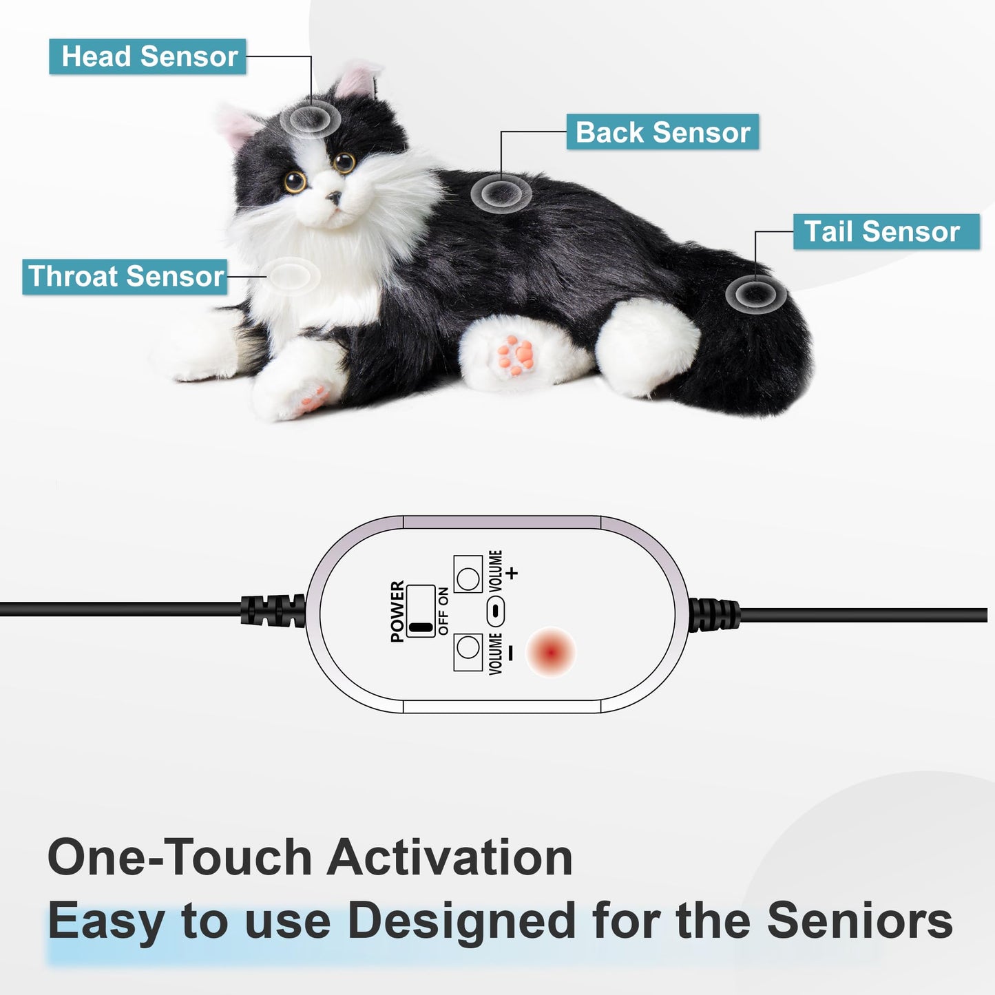 Chongker Interactive Companion Robot Cat — Handcrafted Weighted Plush with Realistic Heartbeat