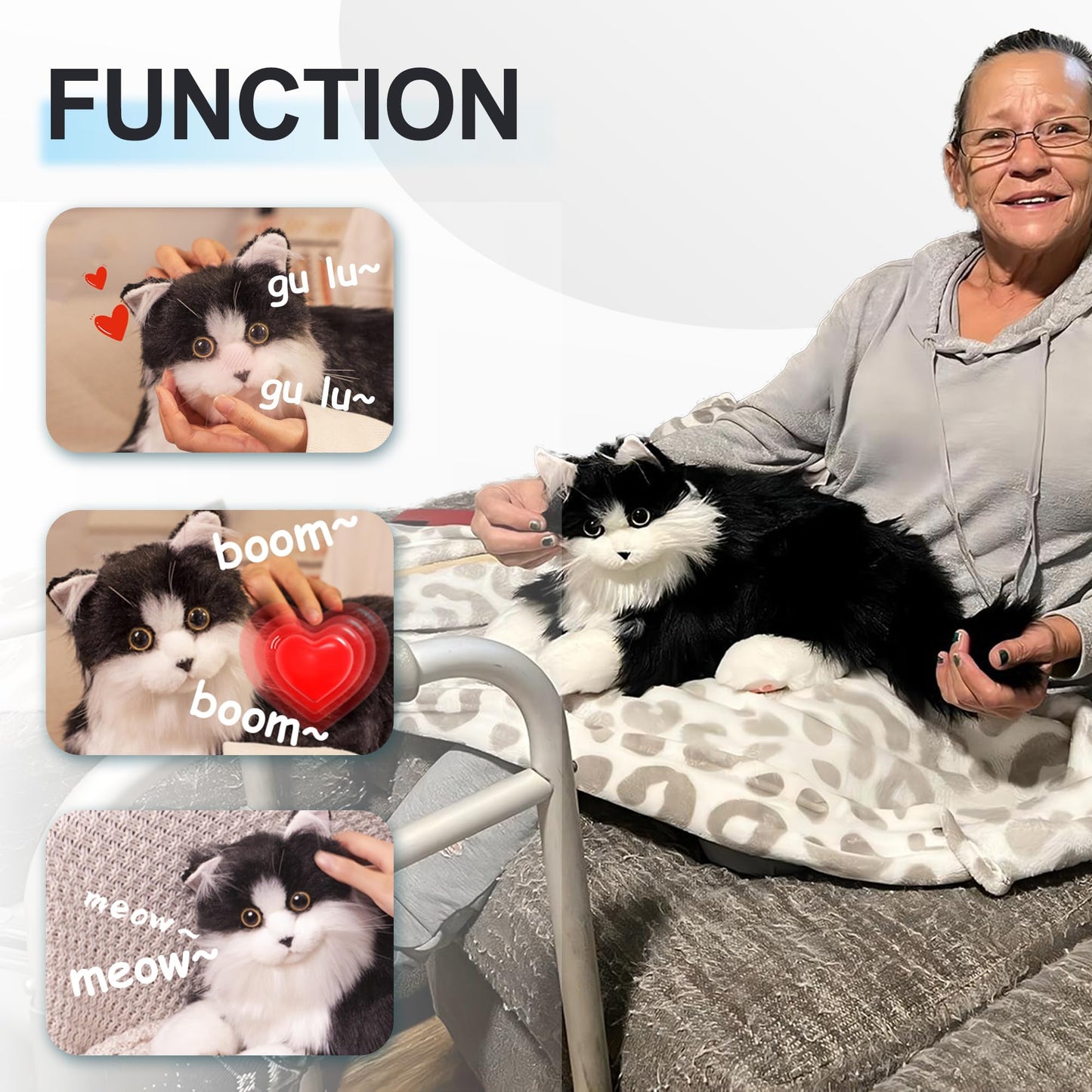 Chongker Interactive Companion Robot Cat — Handcrafted Weighted Plush with Realistic Heartbeat