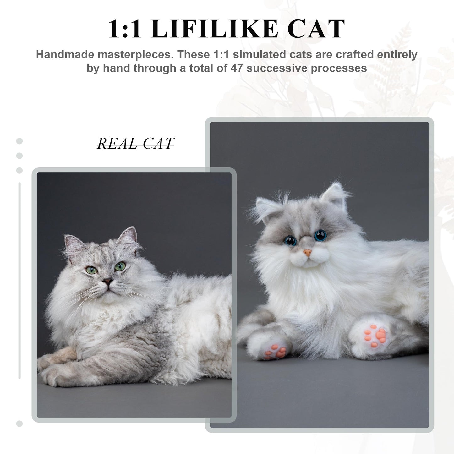 Chongker Weighted Cat Plush Toy — Handmade Realistic Cat, 3.3 LBS, Lifelike Companion
