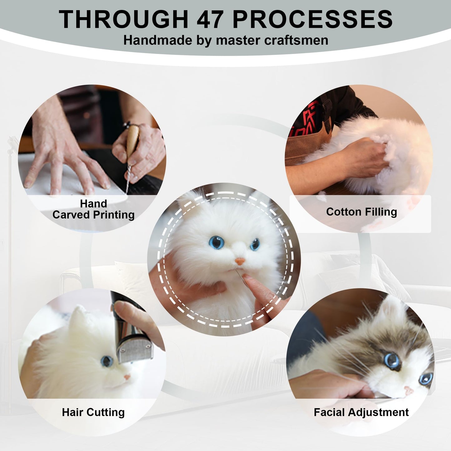 Chongker Weighted Cat Plush Toy — Handmade Realistic Cat, 3.3 LBS, Lifelike Companion