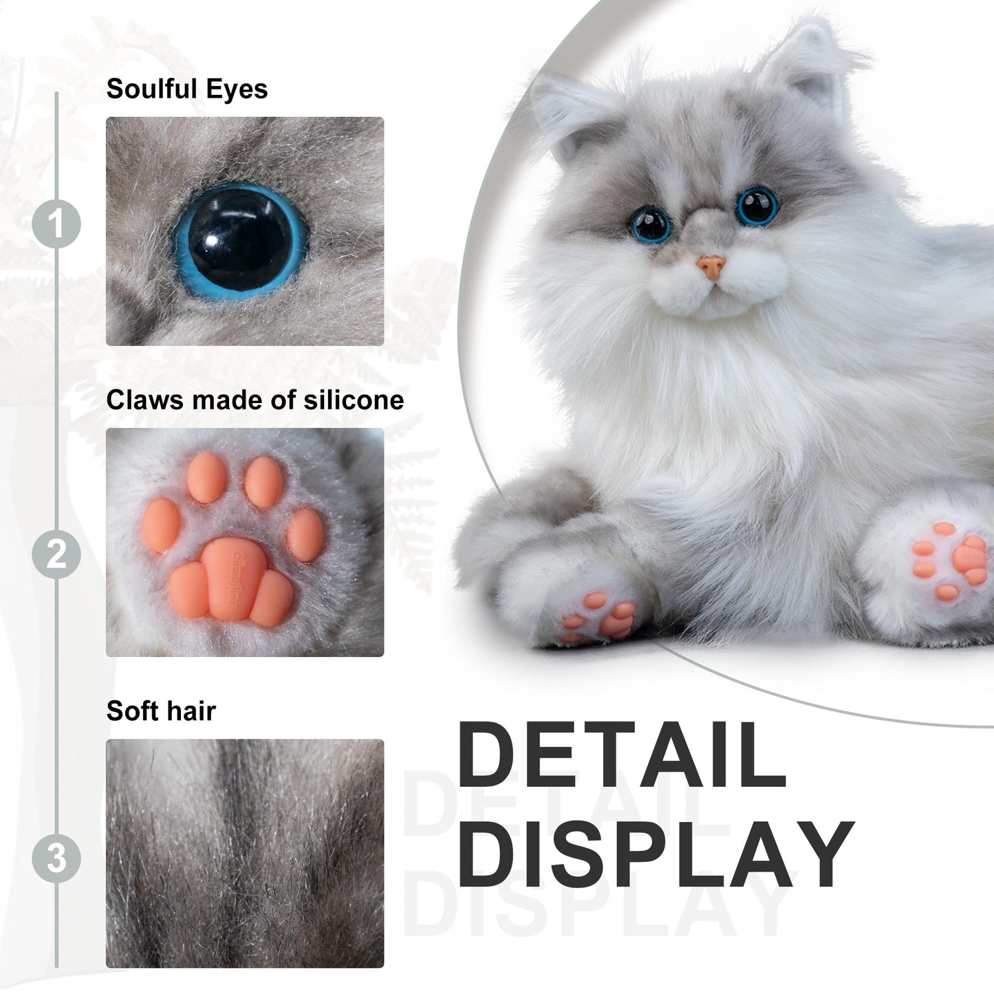 Chongker Weighted Cat Plush Toy — Handmade Realistic Cat, 3.3 LBS, Lifelike Companion