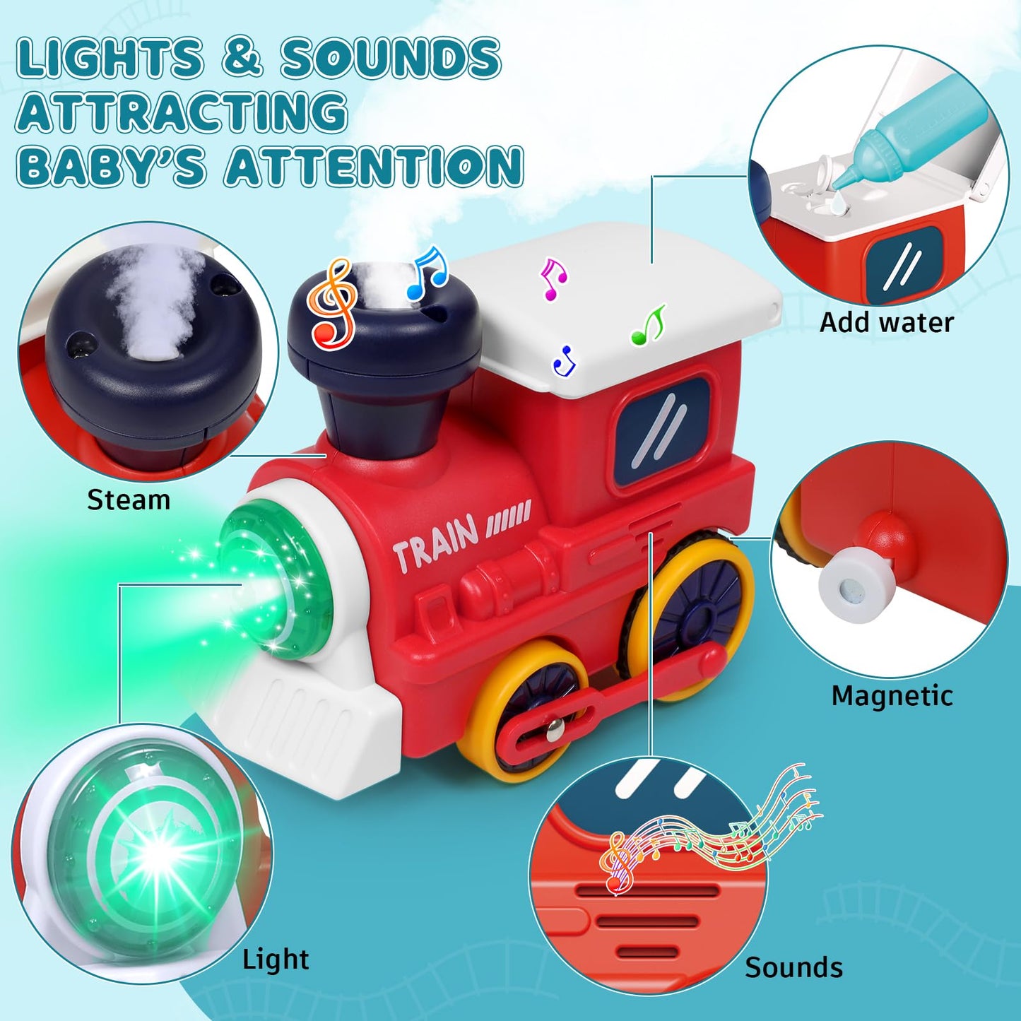 Choopheme Electric Train Set for Toddlers 3-8 | Magnetic Tracks, Lights & Realistic Vehicles