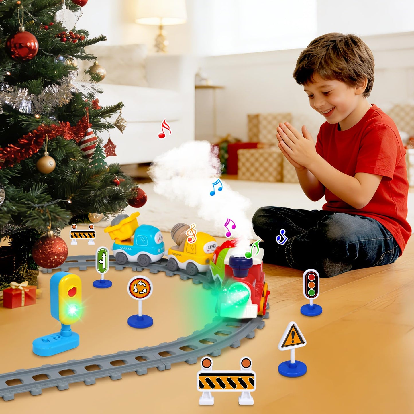 Choopheme Electric Train Set for Toddlers 3-8 | Magnetic Tracks, Lights & Realistic Vehicles