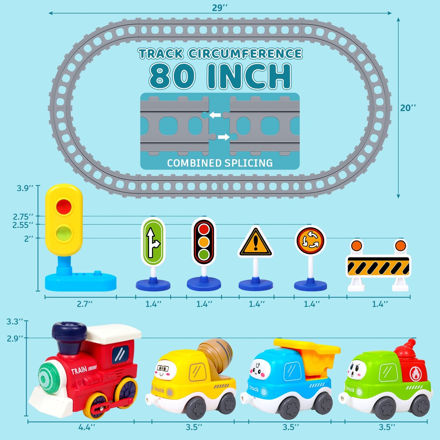 Choopheme Electric Train Set for Toddlers 3-8 | Magnetic Tracks, Lights & Realistic Vehicles