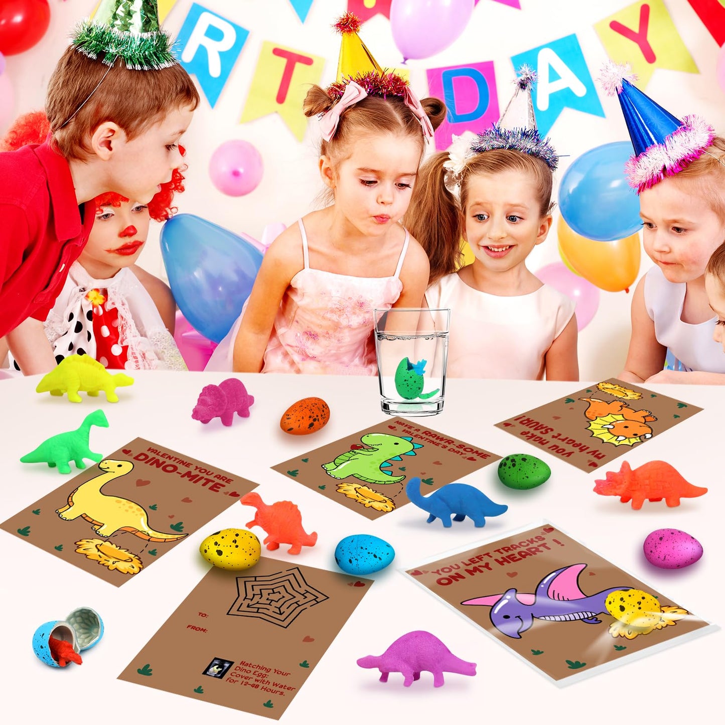 Valentines Day Cards & 30 Dinosaur Eggs Set for Kids | Choopheme