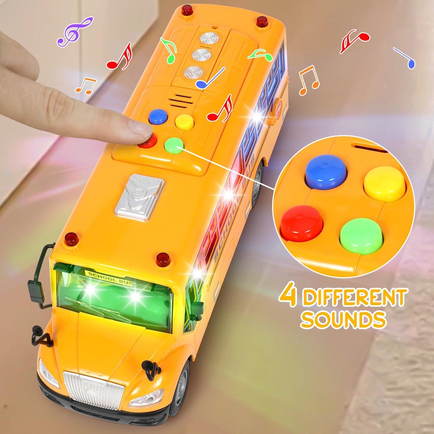 Choopheme Yellow School Bus Toy with Lights, Sounds & Friction Wheels