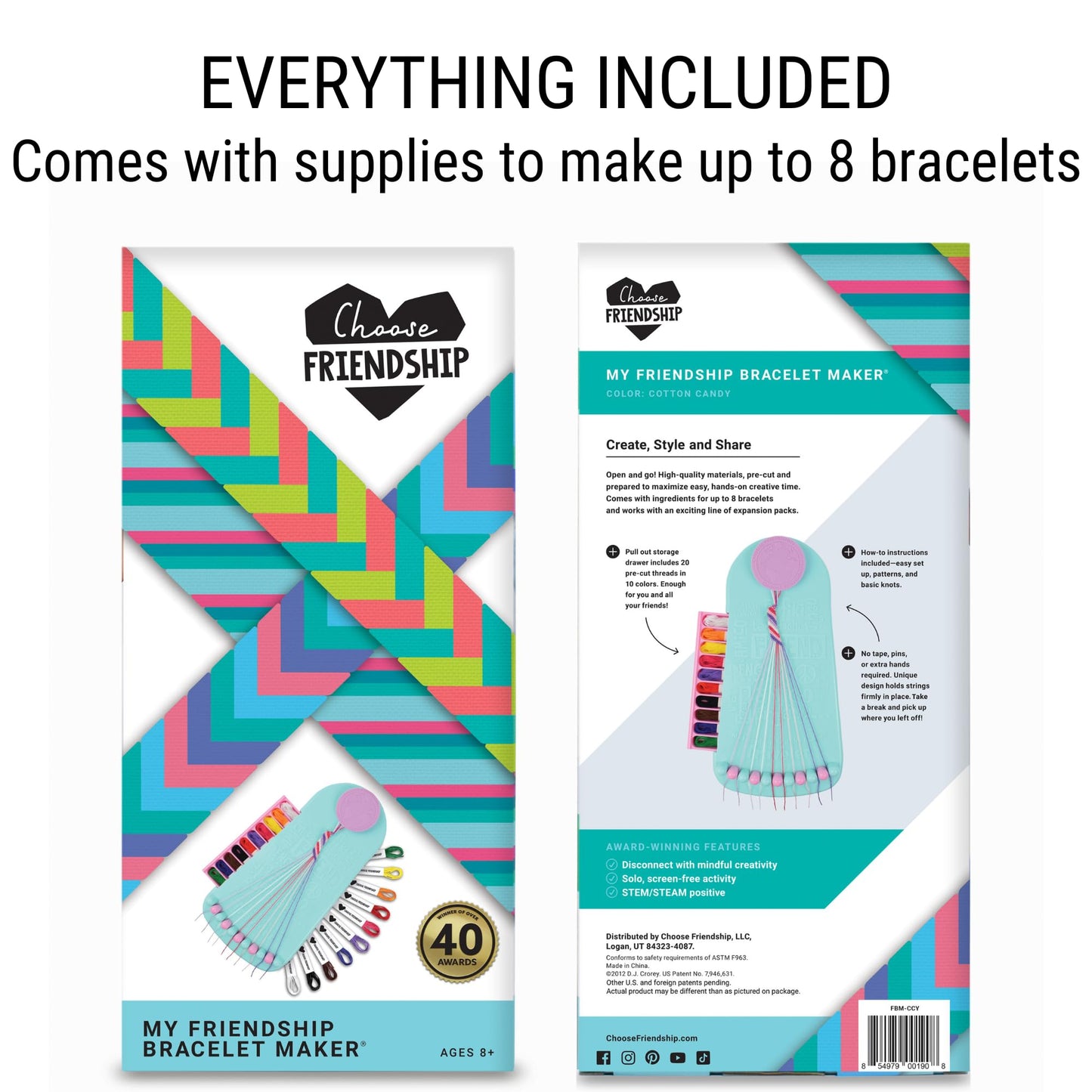 Choose Friendship Bracelet Maker Kit — 20 Pre-Cut Threads, Makes Up to 8 Bracelets | Kids Craft Kit