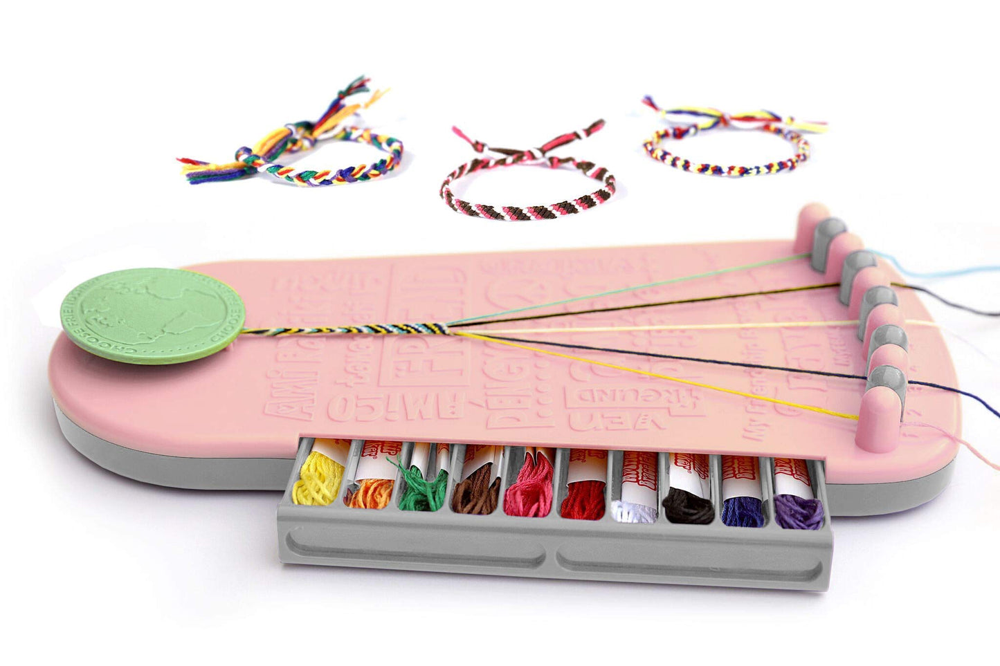 Choose Friendship Bracelet Making Kit – 20 Pre-Cut Threads, Portable Loom, 8 Bracelets (Macaroon)