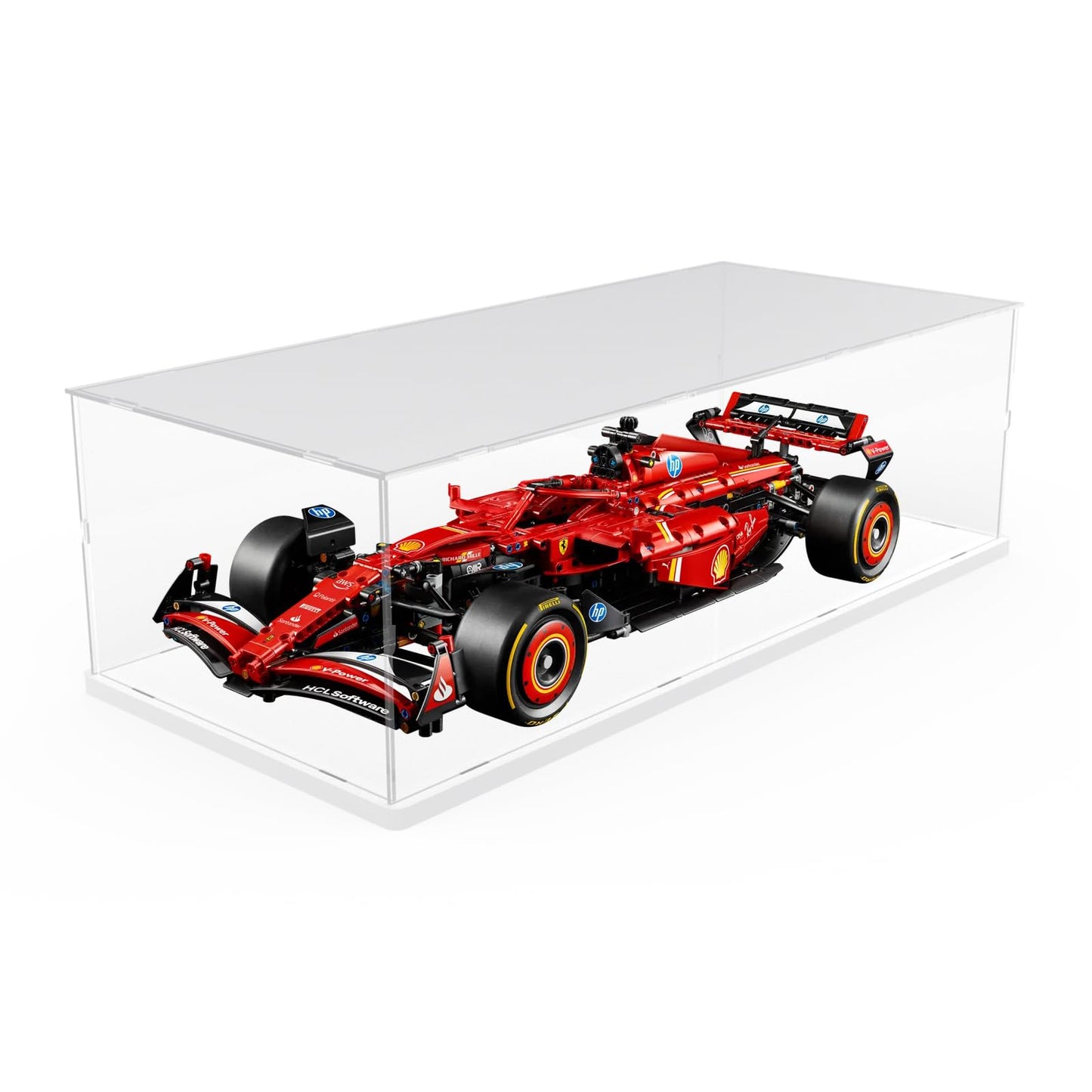 Choowin Acrylic Display Case for Lego F1 Cars | Clear, Dustproof Display Box with White Base