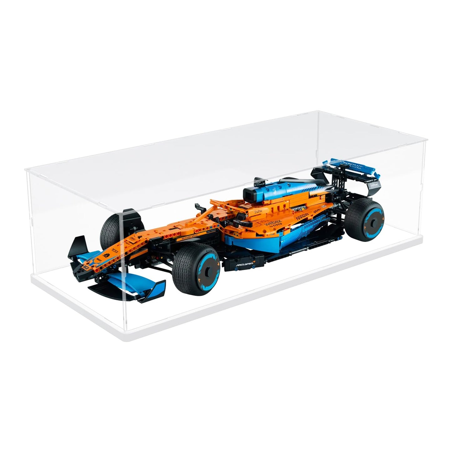 Choowin Acrylic Display Case for Lego F1 Cars | Clear, Dustproof Display Box with White Base