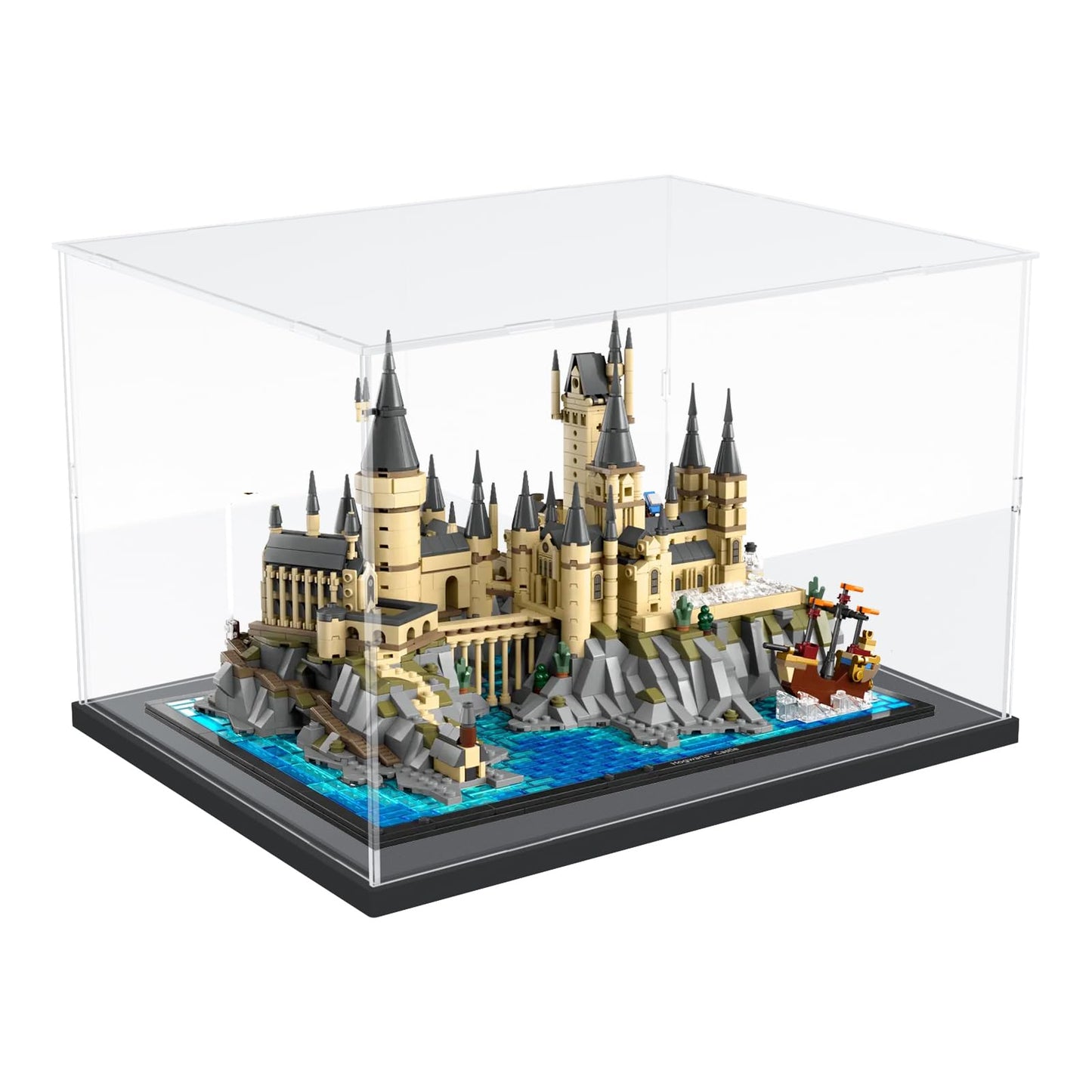 Choowin Acrylic Display Case for Lego Hogwarts Castle – Dustproof Clear Display Box with Black Base