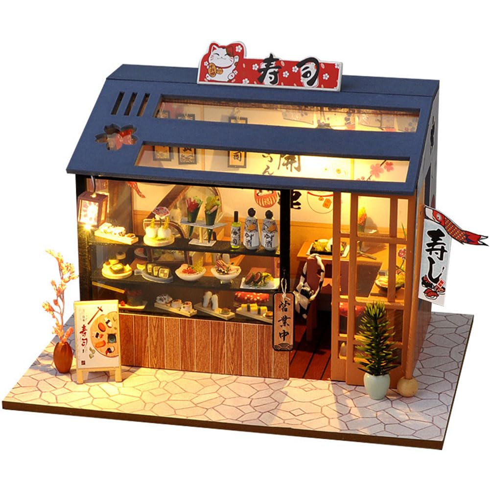 CHOOYIH DIY Japanese-Style Dollhouse Kit with LED Light | Miniature House Kit Gift