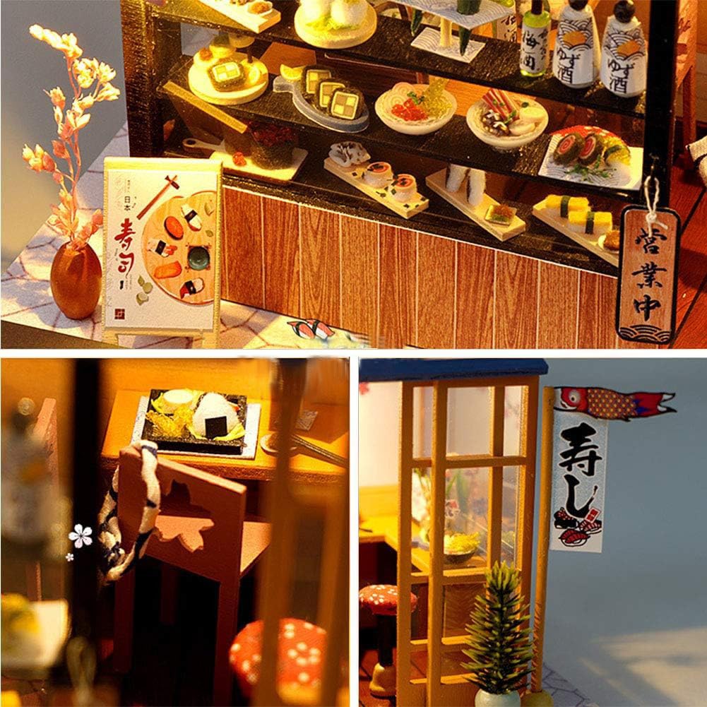 CHOOYIH DIY Japanese-Style Dollhouse Kit with LED Light | Miniature House Kit Gift